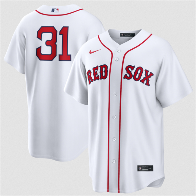 Men's Boston Red Sox #31 Adley Rutschman White No Name Cool Base Stitched Baseball Jersey